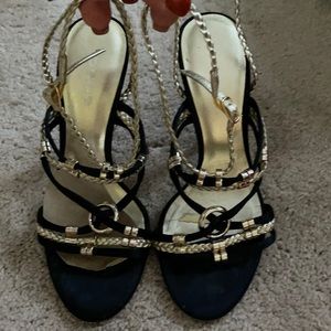 Bebe black & gold strapy sandals